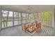 Inviting screened-in porch with a ceiling fan and comfortable seating, perfect for relaxing and enjoying the lake view at 272 Harbor Ridge Dr, Statesville, NC 28677