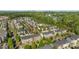Aerial view of a residential community with mature trees and colorful houses at 4056 Zilker Park Dr, Charlotte, NC 28217