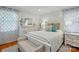 Bright main bedroom with white furniture, patterned pillows, and natural light at 576 Scaleybark Rd, Charlotte, NC 28209