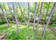An aerial view of lush backyard green space with surrounding trees and a wooden fence at 1050 Emerson Dr, Mooresville, NC 28115