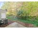 This backyard features a small concrete patio area surrounded by lush trees and greenery at 1097 Constitution Park Blvd, Rock Hill, SC 29732