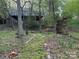 Exterior shot of an outdoor stone fireplace with a wood home in the background at 1224 Island Creek Dr, Troy, NC 27371