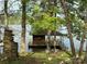 Lake view of boathouse featuring an outdoor stone fireplace on land at 1224 Island Creek Dr, Troy, NC 27371