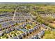 Aerial view of a well-planned residential community with mature trees and manicured lawns in a suburban setting at 15613 Troubadour Ln, Huntersville, NC 28078
