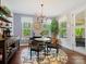 Cozy dining area featuring a round table, chandelier, and large windows with natural light at 423 Sensibility Cir, Fort Mill, SC 29708