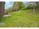 Large backyard with lush grass, mature trees, and a patio area for outdoor entertaining at 620 Millstream Dr, Rock Hill, SC 29732