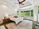This main bedroom features large windows, tray ceiling, and a stylish neutral color scheme at 633 Elmhurst Dr, Fort Mill, SC 29715