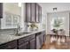 Charming kitchen featuring granite countertops, grey cabinets, and stainless steel sink at 10102 Tolleson Ave, Charlotte, NC 28277