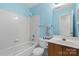 Bathroom featuring tub, shower, and a single-sink vanity at 1694 Trotters Ridge Rd, Stanfield, NC 28163