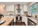 Bright kitchen with white cabinets, stainless steel appliances, granite countertops, and a stylish wooden island at 1702 Herrin Ave, Charlotte, NC 28205
