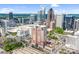 An aerial view captures a vibrant cityscape with contemporary buildings, lush trees, and a bustling urban environment at 222 S Caldwell St # 1510, Charlotte, NC 28202