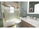 Charming bathroom with shower-tub, neutral tones, and updated vanity with framed mirror at 2757 Trent Ne Dr, Conover, NC 28613