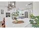 Modern kitchen with white cabinetry, stainless steel appliances, quartz countertops, and pendant lighting at 3081 Montreaux Valley Dr, Fort Mill, SC 29707