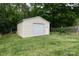Metal outbuilding with roll up door sits in verdant backyard at 427 Spencer St, Rock Hill, SC 29730