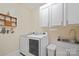 Well-organized laundry room with modern appliances, sink, and white cabinetry at 5016 Woodwinds Ne Dr, Hickory, NC 28601
