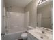 Standard bathroom with shower-tub combo, single sink, and modern fixtures offering essential convenience and style at 643 Brickdust Ct, Fort Mill, SC 29708