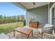 Cozy covered porch for outdoor relaxation, with a ceiling fan and view of the backyard at 15116 Caspian Way, Charlotte, NC 28278
