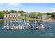 Stunning aerial view of the marina showcasing boat slips, waterfront property, and the neighborhood's proximity to the water at 18700 Nautical Dr # 203, Cornelius, NC 28031