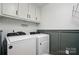 Bright laundry room with new washer and dryer, updated paint, and lots of storage cabinets at 73 Wyth Sw Ct, Concord, NC 28025