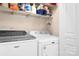 Laundry room featuring modern washer and dryer with overhead shelving at 8524 Sunset Hill Rd, Waxhaw, NC 28173