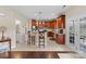 Open kitchen featuring granite counters, stainless appliances, a breakfast bar, and tiled floors at 1052 Perth Rd, Troutman, NC 28166