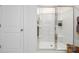 Clean bathroom with a glass enclosed shower and stylish fixtures, offering a refreshing and functional space at 121 Falling Up Ln, Salisbury, NC 28147
