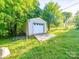 Storage shed surrounded by lush greenery at 1277 Rainbow Cir, Catawba, SC 29704
