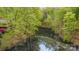 The wooded lot includes a private pond surrounded by trees and lush greenery at 147 Spring Shore Rd, Statesville, NC 28677