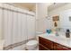 Clean bathroom with a shower-tub combo, vanity, and neutral tones for a relaxing and functional space at 2077 Taney Way, Fort Mill, SC 29707