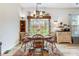 Cozy dining area features a round wooden table, chandelier, and decorative accents creating a warm and inviting atmosphere at 2077 Taney Way, Fort Mill, SC 29707