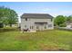 Spacious backyard with a well-maintained lawn, wooden fence, and a patio set perfect for outdoor entertaining at 253 Memory Ln, Rock Hill, SC 29732