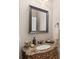 Elegant powder room features marble countertop, ornate mirror, and designer finishes at 3005 Dream Catcher Cir, Fort Mill, SC 29715