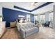 Spacious main bedroom with a tray ceiling, accent wall, plush carpet, and large windows for ample sunlight at 487 Hawks Creek Pkwy, Fort Mill, SC 29708