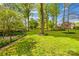 A scenic backyard view with lush greenery, mature trees, and manicured landscaping on a sunny day at 4896 Pageland Hwy, Lancaster, SC 29720