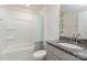 Bathroom features granite vanity and shower at 9727 White Chapel Nw Dr, Concord, NC 28027
