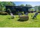 Beautiful backyard with a fire pit and Adirondack chairs, ideal for outdoor gatherings at 119 Meadowbrook Ln, Davidson, NC 28036