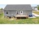 Exterior view of the home's backyard featuring a wooden deck and gray siding at 123 Pumice Dr, Statesville, NC 28625