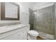 Charming bathroom showcasing a modern vanity, toilet, and glass-enclosed shower at 18700 Nautical Dr # 101, Cornelius, NC 28031