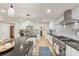 Spacious kitchen with stainless steel appliances, a large island, and white subway tile backsplash at 207 Blythe Mill Rd, Waxhaw, NC 28173