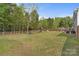 Large, fenced backyard with a playset, lush green grass, and mature trees at 367 Neely Store Rd, Rock Hill, SC 29730
