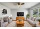 Modern living room featuring contemporary furnishings, hardwood floors, and a cozy, textured rug at 1107 Stonehenge Ln, Charlotte, NC 28216