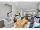 Open-concept living room with hardwood floors, plush seating, and views of the kitchen at 1412 W 4Th St, Charlotte, NC 28208