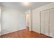 Standard bedroom with hardwood floor and closet space at 1504 Andicot Ln, Shelby, NC 28152