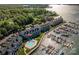 Aerial view of the complex with community pool and boat docks on the waterfront at 18723 Vineyard Point Ln, Cornelius, NC 28031