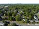 An aerial view of a neighborhood with lush greenery, mature trees, and the city skyline in the background at 216 Wakefield Dr # B, Charlotte, NC 28209