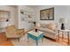 Bright living room featuring a stylish sofa, colorful decor, and built-in shelving at 216 Wakefield Dr # B, Charlotte, NC 28209