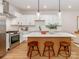 Stylish kitchen showcasing white cabinets, stainless steel appliances, and a center island with modern pendant lights at 2507 Elon St, Charlotte, NC 28208