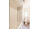 Bathroom featuring updated vinyl floor and fiberglass tub/shower combo at 606 W 19Th Ave, Gastonia, NC 28052