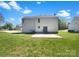 Large backyard featuring a concrete patio and expansive lawn at 704 Georgie St, Troutman, NC 28166