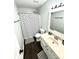 This bathroom features a shower with unique geometric pattern, black hardware, and vanity at 9003 Brad Ct, Matthews, NC 28104